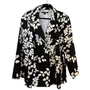 Briggs New York Womens Blazer Jacket Black White Size 20